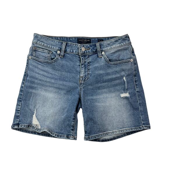 Lucky Brand Womens Size 4 Waist 29" The Roll Up Denim Shorts Mid-Rise Distressed - Picture 1 of 16